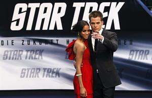 Zoe Saldana poses on the red carpet during the German premiere of the movie Star Trek April 16   