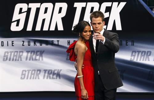 Zoe Saldana poses on the red carpet during the German premiere of the movie Star Trek April 16   