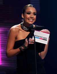 Jessica Alba at the American Music Awards at Nokia Theatre Los Angeles on November 21, 2010