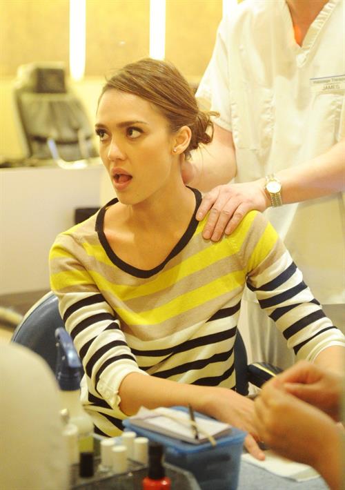 Jessica Alba at a beauty salon in New York February 14, 2012 