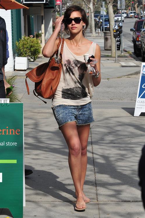 Jessica Alba leaving Caffe Luxxe in Brentwood on March 20, 2010 