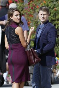 Jessica Alba “How to Make Love Like an Englishman” set candids in Los Angeles, November 4, 2013 