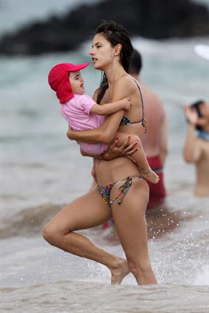 Alessandra Ambrosio on the beach in Hawaii on July 28, 2010 