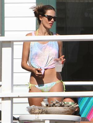 Alessandra Ambrosio playing beach volleyball in Malibu on July 7, 2012 