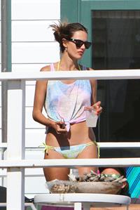 Alessandra Ambrosio playing beach volleyball in Malibu on July 7, 2012 