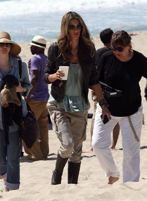 Alessandra Ambrosio photoshoot on the beach in Malibu