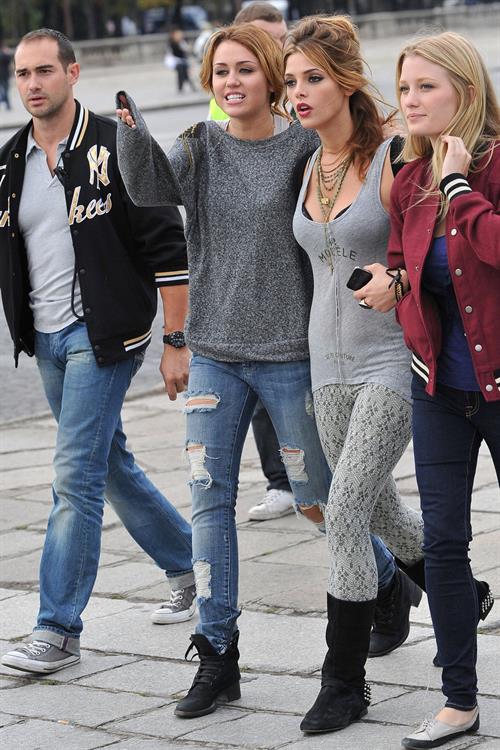 Ashley Greene and Miley Cyrus in Paris France on September 6, 2010 