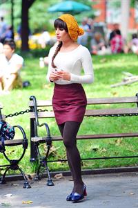 Lea Michele On the Glee set in Washington Square Park, NYC - August 11 2012