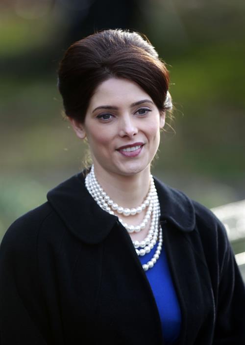 Ashley Greene filming Pan Am at Central Park in New York on December 12, 2011