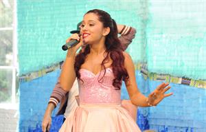 Ariana Grande Kleenex Shield Sneeze Swish event in New York on July 31, 2012