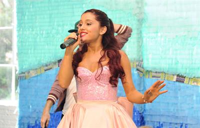 Ariana Grande Kleenex Shield Sneeze Swish event in New York on July 31, 2012