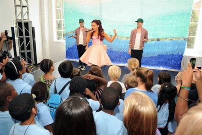 Ariana Grande Kleenex Shield Sneeze Swish event in New York on July 31, 2012