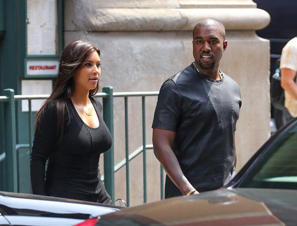 Kim Kardashian and Kanye West walk around SoHo in New York City 