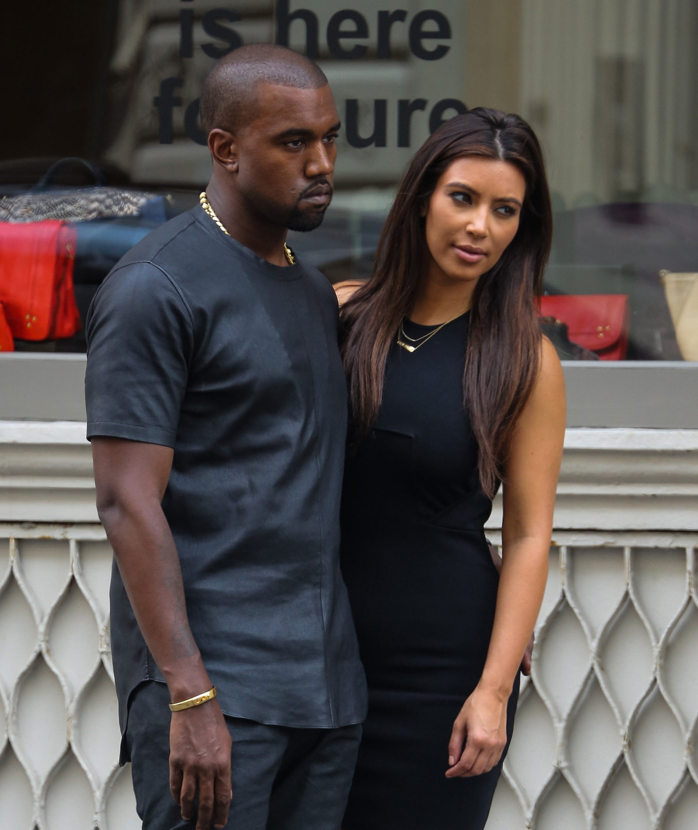 Kim Kardashian and Kanye West walk around SoHo in New York City 