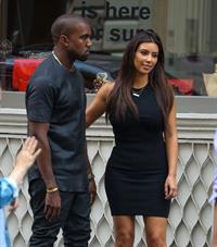Kim Kardashian and Kanye West walk around SoHo in New York City 