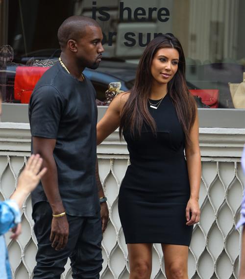 Kim Kardashian and Kanye West walk around SoHo in New York City 