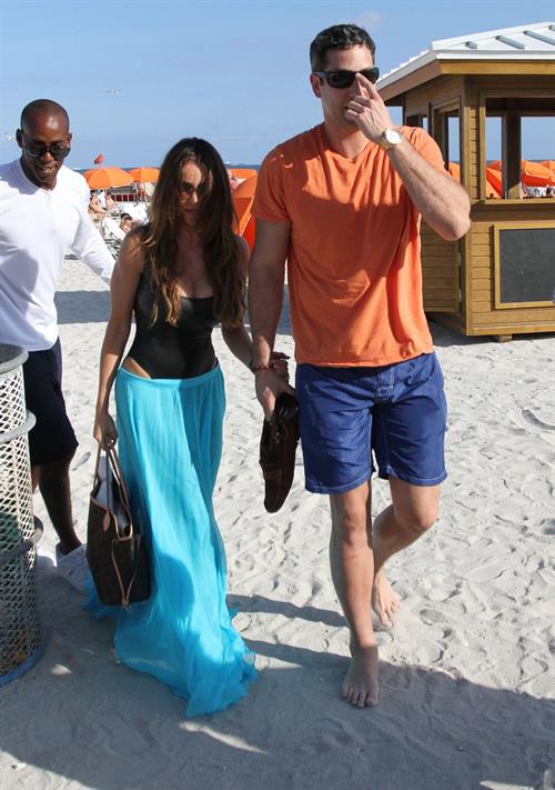 Sofia Vergara - beach candids in Miami 1/2/13  