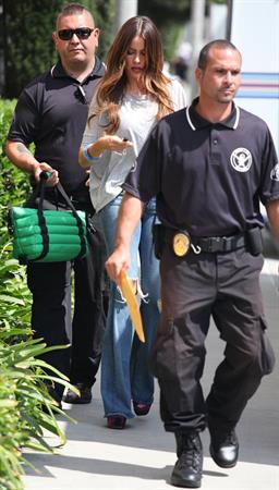 Sofia Vergara is escorted to her car, after filming a segment of   Modern Family  at The Grove in Los Angeles - 07 August 2012