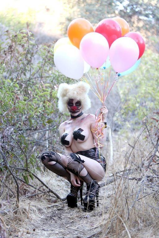 Courtney Stodden as a topless evil clown