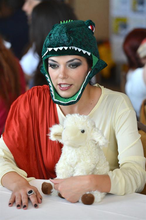 Adrianne Curry dressed as 'Raptor Jesus' at Comic-Con in San Diego - July 12, 2012