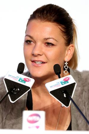 Agnieszka Radwanska before the Start of the WTA Championships October 21, 2013 