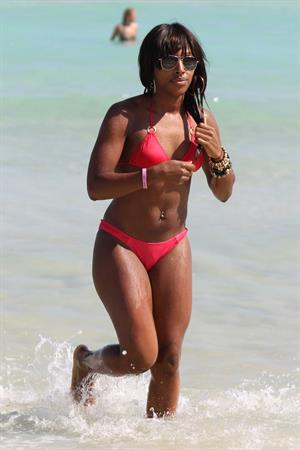 Alexandra Burke bikini candids Miami March 7, 2011 