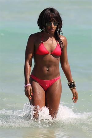 Alexandra Burke bikini candids Miami March 7, 2011 