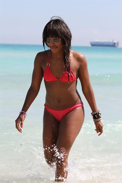 Alexandra Burke bikini candids Miami March 7, 2011 
