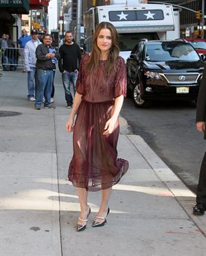Amanda Peet arriving for David Letterman appearance on March 13, 2012