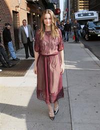 Amanda Peet arriving for David Letterman appearance on March 13, 2012
