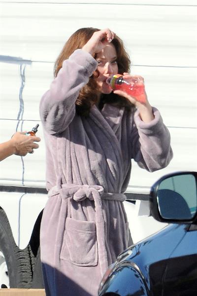 Amanda Seyfried on set of Lovelace in Los Angeles on January 5, 2012 