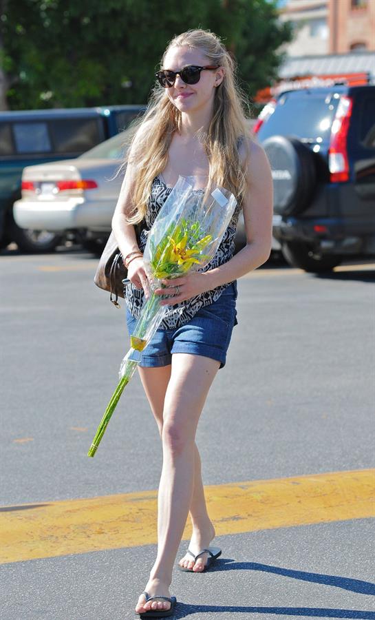 Amanda Seyfried picks up some flowers in Hollywood on October 10, 2010 