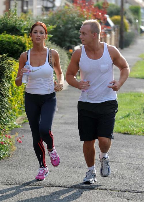 Amy Childs out jogging in Essex on August 1, 2011