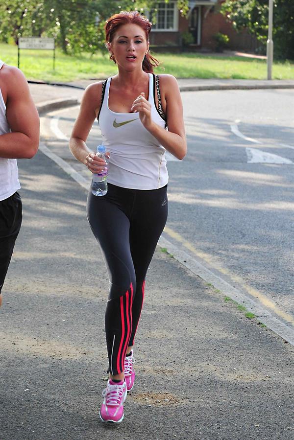 Amy Childs out jogging in Essex on August 1, 2011