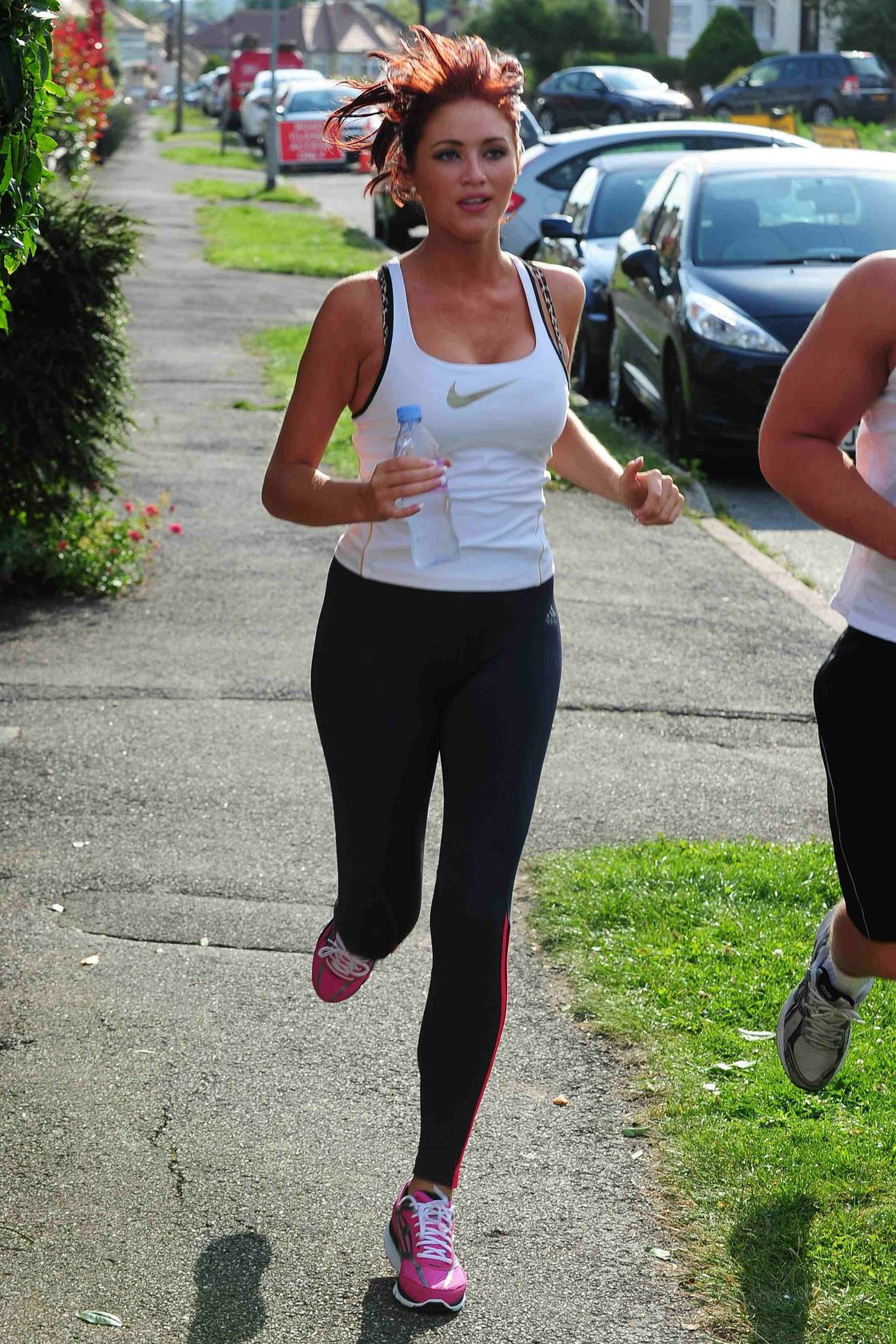 Amy Childs out jogging in Essex on August 1, 2011
