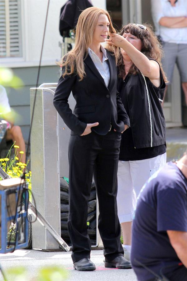 Anna Torv on the set of Fringe in Vancouver Canada on August 2, 2011