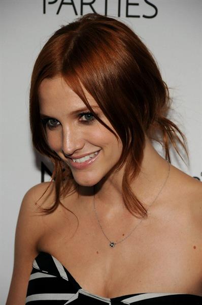 Ashlee Simpson in a black and white dress