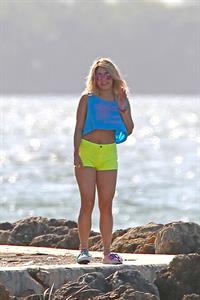 Ashley Benson and Hanessa Hudgens filming Spring Breakers Florida on March 12, 2012