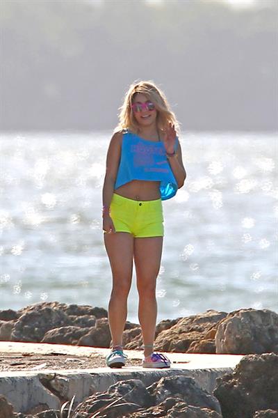 Ashley Benson and Hanessa Hudgens filming Spring Breakers Florida on March 12, 2012