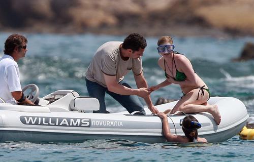 Avril Lavigne in a green bikini in Cabo, Mexico on July 27, 2012