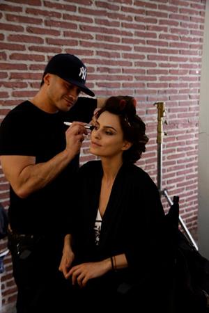 Catrinel Menghia - filming Fiat 500 Abarth ad  