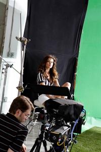 Catrinel Menghia - filming Fiat 500 Abarth ad  