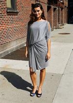 Cote De Pablo outside the Ed Sullivan Theater for Letterman on April 25, 2011 
