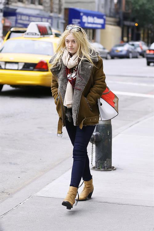 Dakota Fanning Jeans and Boots Out and About SoHo NYC (10/11/12) 