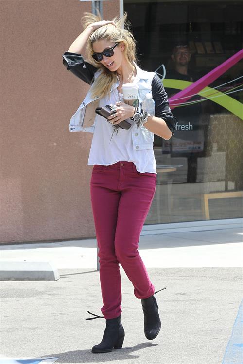 Delta Goodrem - Stopping to get a coffee on her way to work in Los Angeles, California - July 18, 2012