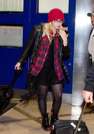 Demi Lovato cute in a red touque & specs @ LA/28/12