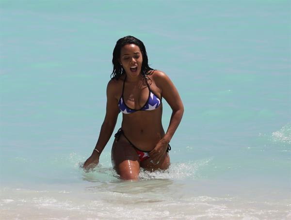 Angela Simmons in Miami in an American Flag Bikini