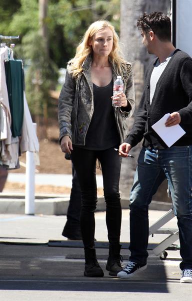 Diane Kruger On the set of her new Movie 'The Bridge' in Los Angeles on April 16, 2013 