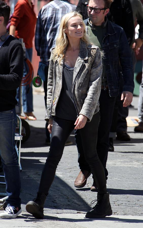 Diane Kruger On the set of her new Movie 'The Bridge' in Los Angeles on April 16, 2013 