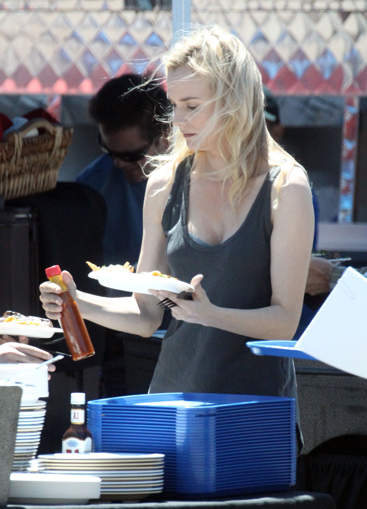 Diane Kruger On the set of her new Movie 'The Bridge' in Los Angeles on April 16, 2013 